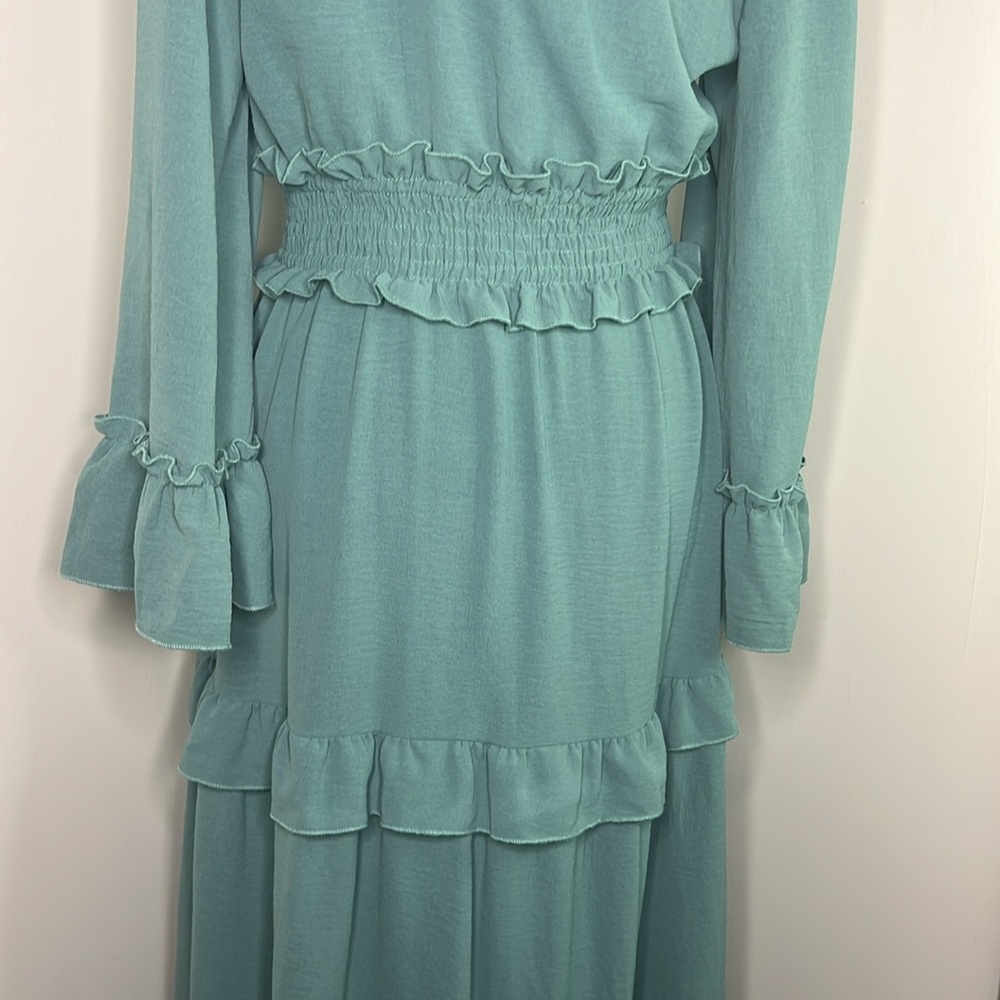 Boho Amegoya Tiered Dress v-neck long sleeve Size S - Picture 11 of 14